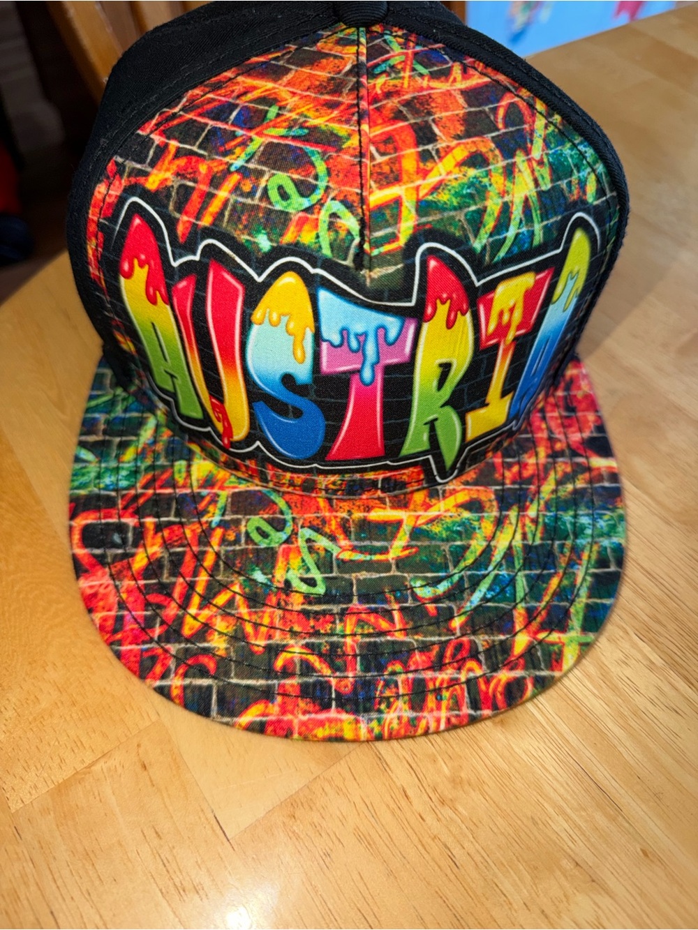Robin Ruth Colorful Graffiti 'Austria' Snapback Hat flat brim